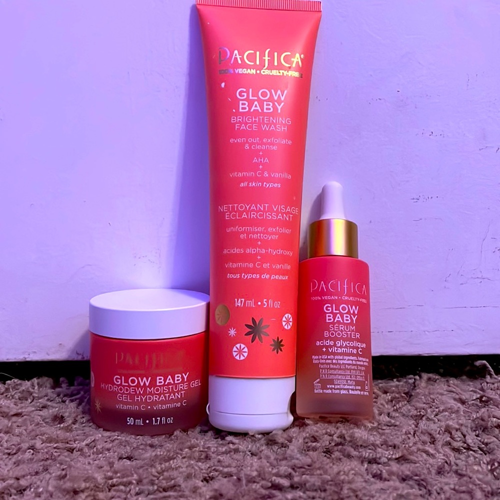 Pacifica Set Glow Baby serum, cleanser, and moisturizer
